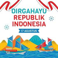 onafhankelijkheidsdag indonesië met reisillustratie vector