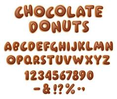 chocolade donuts belettering lettertype in realistische stijl op witte achtergrond vector