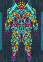 illustratie full body futuristische oorlogsmecha robot vector