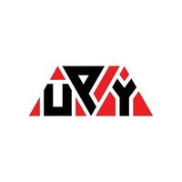 upy driehoek brief logo ontwerp met driehoekige vorm. upy driehoek logo ontwerp monogram. upy driehoek vector logo sjabloon met rode kleur. upy driehoekig logo eenvoudig, elegant en luxueus logo. upy
