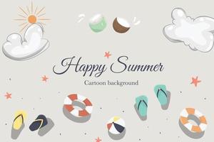 leuke cartoon zomer strand sjabloon achtergrond vector