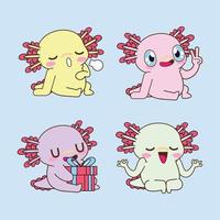 schattige axolotl sticker vector set