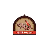grill huis steak restaurant vector logo.