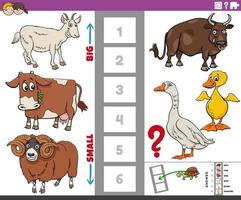 educatief spel met grote en kleine tekenfilm dieren vector