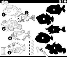 schaduwen spel met vissen dieren kleurplaat vector