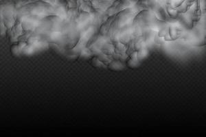 witte vector bewolking, mist of rook op donkere geruite achtergrond.