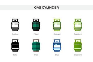 gasfles icoon in verschillende stijl. gasfles vector iconen ontworpen in omtrek, effen, gekleurd, gevuld, verloop en vlakke stijl. symbool, logo afbeelding. vector illustratie