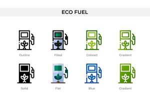 eco brandstof icoon in verschillende stijl. eco brandstof vector iconen ontworpen in omtrek, effen, gekleurd, gevuld, verloop en vlakke stijl. symbool, logo afbeelding. vector illustratie