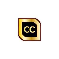 cc letter cirkel logo-ontwerp met gouden kleur vector