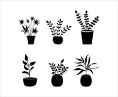 silhouet bloem in een pot collectie vector