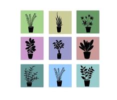 silhouet ingemaakte plant bladeren en bloem met achtergrond vector