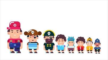 verzameling schattige illustraties van chibi-personages voor kinderen vector