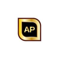 ap letter cirkel logo-ontwerp met gouden kleur vector