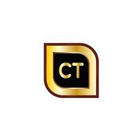 ct letter cirkel logo-ontwerp met gouden kleur vector