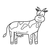 vectorillustratie van koe geïsoleerd op een witte achtergrond. handgetekende schattige koe. boerderijdier. vectorillustratie. doodle stijl. vector