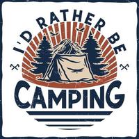 camping wandelen t-shirt ontwerp retro vintage typografie illustratie om af te drukken vector