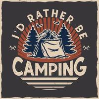 camping wandelen t-shirt ontwerp retro vintage typografie illustratie om af te drukken vector