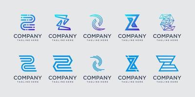 set collectie eerste letter z logo ontwerpsjabloon. pictogrammen voor zaken van mode, digitaal, technologie. vector