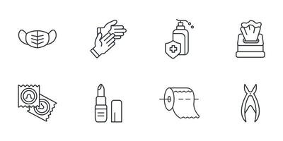 reizen toiletartikelen pictogrammen instellen. reistoiletartikelen pack symbool vectorelementen voor infographic web vector