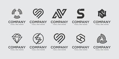 set collectie eerste letter ss logo ontwerpsjabloon. pictogrammen voor zaken van mode, sport, auto's, digitale technologie. vector
