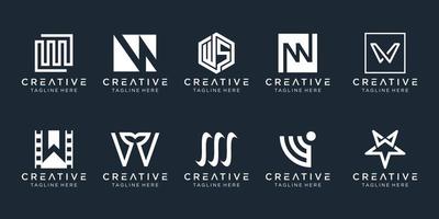 set van creatieve monogram eerste w logo ontwerpsjabloon. pictogrammen voor zaken van mode, sport, digitaal, technologie, eenvoudig. vector