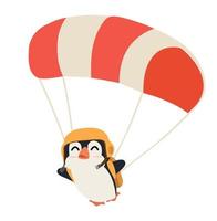 pinguïn met parachute vliegen vector