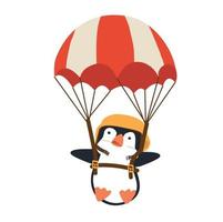 schattige pinguïns cartoon parachute vector