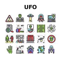 ufo gast een bezoek aan collectie iconen set vector