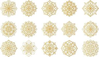 gouden luxe mandala ontwerp vector logo pictogram illustratie om af te drukken, poster, dekking, oosterse ronde patroon. islam, arabisch, indisch, turks, pakistan, chinees, Ottomaanse motieven. handgetekende bloemen