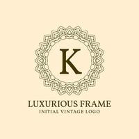 letter k luxe frame eerste vintage vector logo ontwerpelement