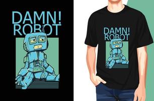 verdomd robot geremasterd retro t-shirtontwerp vector