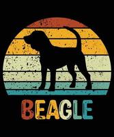 grappige beagle vintage retro zonsondergang silhouet geschenken hondenliefhebber hondenbezitter essentieel t-shirt vector