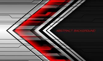 abstract rood zilver grijs metaal zwart cyber pijl richting snelheid futuristisch technologie geometrisch ontwerp modern achtergrond vector