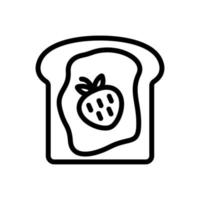 toast met aardbeienjam pictogram vector overzicht illustratie