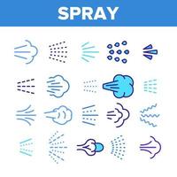 water, stoom, vloeibare spray vector lineaire pictogrammen set