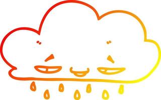 warme gradiënt lijntekening cartoon regenwolk vector