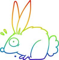 regenbooggradiënt lijntekening cartoon bang konijn vector