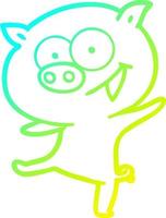 koude gradiënt lijntekening vrolijk dansend varken cartoon vector