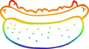 regenbooggradiënt lijntekening cartoon hotdog vector