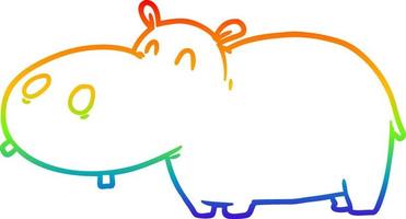regenboog gradiënt lijntekening cartoon nijlpaard vector