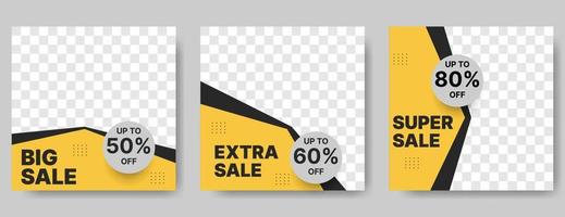 mode verkoop banner ontwerpsjabloon voor social media post met gele en black.vector afbeelding vector