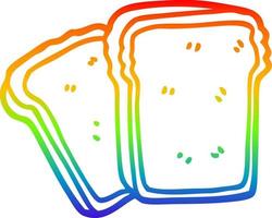 regenbooggradiënt lijntekening cartoon toast vector