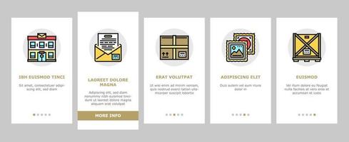 postkantoor bezorgservice onboarding pictogrammen instellen vector