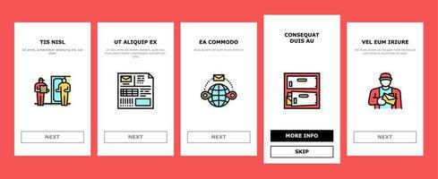 postkantoor bezorgservice onboarding pictogrammen instellen vector