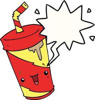 leuke cartoon frisdrank en tekstballon vector