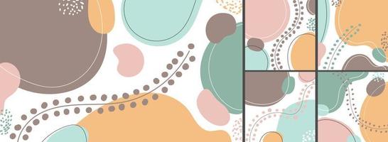 set van banner web ontwerpsjabloon abstracte minimale organische vormen samenstelling pastel kleur achtergrond vector