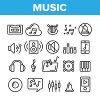 muziek, audio vector dunne lijn iconen set