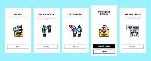 thuiszorg diensten onboarding pictogrammen instellen vector