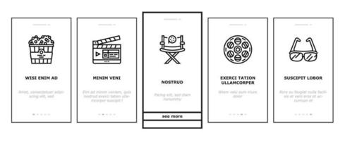 bioscoop horloge film entertainment onboarding pictogrammen instellen vector