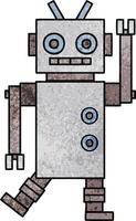 retro grunge textuur cartoon dansende robot vector